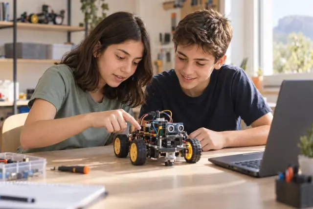 Lead yaş grubu için temsili robotik takım çalışması görseli.
